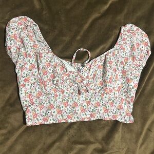 Hollister Floral Blouse in Pink and White
